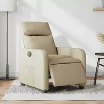Fotelis Elektrinis atlošiamas krėslas, kreminės spalvos, audinys