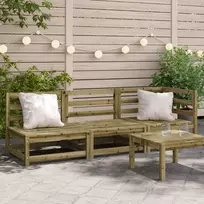 Trivietė sodo sofa, impregnuota pušies mediena