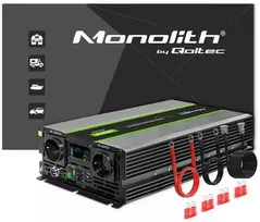 Qoltec Monolith įtampos keitiklis | 3000W | 6000W | 24V į 230V | gryna sinusinė banga | LCD