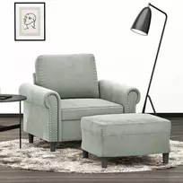 Sofa Krėslas su pakoja, šviesiai pilkos spalvos, 60cm, aksomas