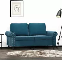 Dvivietė sofa, mėlynos spalvos, 120cm, aksomas