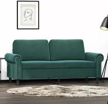 Dvivietė sofa, tamsiai žalios spalvos, 140cm, aksomas