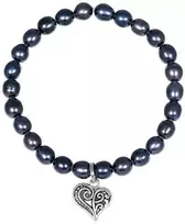 Jwl Luxury Pearls Perlų širdies apyrankė su metaline širdele JL0525