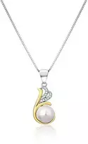 Jwl Luxury Pearls Sidabriniai dvispalviai karoliai su tikru perlu ir cirkoniais JL0786 (grandinė, pakabukas)