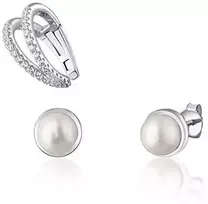Jwl Luxury Pearls Modernus paauksuotų auskarų rinkinys (1x auskaras, 2x akmeninis auskaras) JL0808