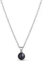 Jwl Luxury Pearls Dailaus sidabro tikro juodo perlų karoliai JL0836 (grandinė, pakabukas)