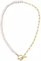 Jwl Luxury Pearls Madingas auksu dengtas karoliai su tikrais upės perlais JL0787