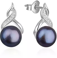 Beneto Luxury auskarai su tikrais tamsiais perlais AGUP2616P-Juodas