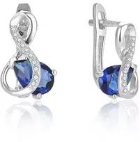 Beneto Dazzling sidabrinis auskarai su mėlynu cirkoniu AGUC2692-DB