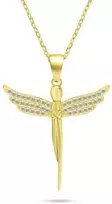 Brilio Silver Brilio Sidabrinis Charming auksinis-plated Angel pakabukas with zircons NCL132Y