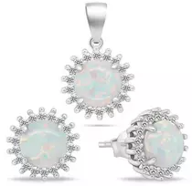 Brilio Silver Brilio Sidabrinis Sidabrinis jewelry set with baltas opals and zircons SET254W (pendant, earrings)