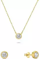 Brilio Silver Brilio Sidabrinis Gold-plated jewelry set with zircons SET220Y (pakabukas, earrings)