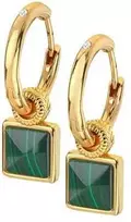 Hot Diamonds Prabangūs apvalūs auskarai su deimantais ir malachitu 2 in 1 Jac Jossa Hope DE713