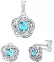 Silvego Sidabrinis papuošalų rinkinys ROSALYN su tikru Topaz Swiss ir Brilliance Zirconia JJJS0088TS (auskarai, pakabukas)