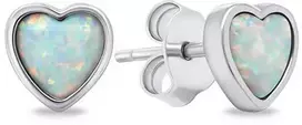 Brilio Silver Brilio Sidabrinis Delicate sidabrinis auskarai Širdelės su sintetiniais opalais EA610W