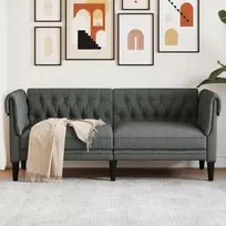 Dvivietė chesterfield sofa, tamsiai pilkos spalvos, audinys