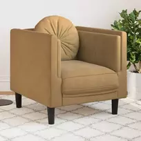Sofa Krėslas su pagalvėle, rudos spalvos, dirbtinė versta oda