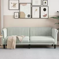 Trivietė sofa, šviesiai pilkos spalvos, aksomas