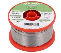 Lydmetalis Sn60/Pb40 0.7mm 250g su fliusu Stannol (tik profesionaliam naudojimui)
