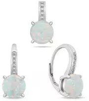 Brilio Silver Brilio Sidabrinis Elegant jewelry set with zircons and baltas opals SET246W (pendant, earrings)