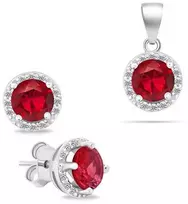 Brilio Silver Brilio Sidabrinis Sidabrinis jewelry set with red zircons SET230WR (pendant, earrings)