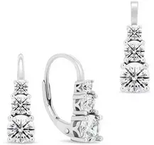 Brilio Silver Brilio Sidabrinis Elegant sidabrino papuošalų rinkinys su cirkoniais SET221W (pakabukas, auskarai)