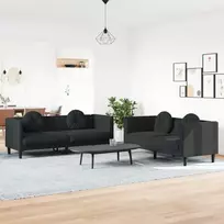 Sofa Sofos komplektas su pagalvėmis, 2 dalių, juodas, aksomas