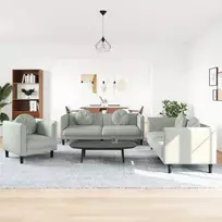 Sofa Sofos komplektas su pagalvėmis, 3 dalių, pilkas, aksomas