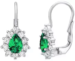 Sidabriniai auskarai su žaliu Swarovski akmeniu Created Stones SILVEGO31866G