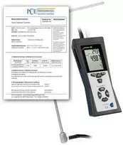 Srauto matuoklis PCE-HVAC 2-ICA su ISO kalibravimo sertifikatu