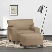 Sofa Krėslas su pakoja, kapučino spalvos, 60cm, dirbtinė oda