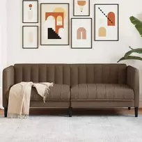 Dvivietė sofa, rudos spalvos, dirbtinė versta oda