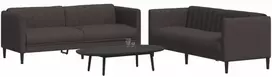 Sofa Sofos komplektas, 2 dalių, tamsiai rudos spalvos, audinys
