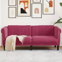 Dvivietė sofa, raudonojo vyno spalvos, aksomas