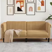Dvivietė sofa, rudos spalvos, dirbtinė versta oda