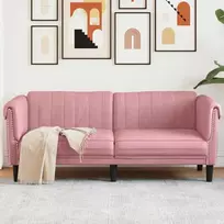 Dvivietė sofa, rožinės spalvos, aksomas