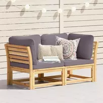 Dvivietė sodo sofa su pagalvėlėmis, akacijos medienos masyvas
