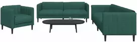 Sofa Sofos komplektas, 3 dalių, tamsiai žalios spalvos, audinys