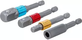 Bgs Technic Adapterių rinkinys | spalvoti | 6.3 mm (1/4") | 6.3 mm (1/4") / 10 mm (3/8") / 12,5 mm (1/2") | 4 vnt. (20814)