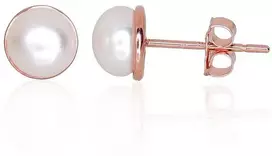 Auksiniai auskarai vinukai, Raudonas Auksas, Perlai - 0.73 g. - 5.5 mm.