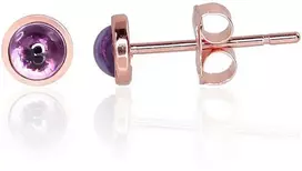 Auksiniai auskarai vinukai, Raudonas Auksas, Ametistas - 4 mm. - 0.41 g.