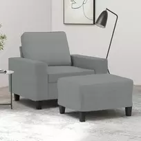 Sofa Krėslas su pakoja, šviesiai pilkos spalvos, 60cm, audinys