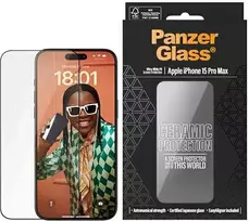 Panzer Glass PanzerGlass | Ekrano apsauga | Apple | iPhone 15 Pro Max | Stiklas, Keramika | Skaidrus | Itin platus pritaikymas w. EasyAligner