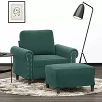 Sofa Krėslas su pakoja, tamsiai žalios spalvos, 60cm, aksomas