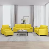 Sofa Sofos komplektas su pagalvėmis, 4 dalių, geltonas, audinys