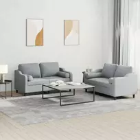 Sofa Sofos komplektas su pagalvėmis, 2 dalių, pilkas, audinys