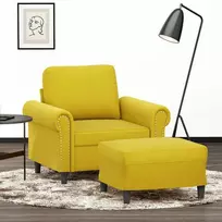 Sofa Krėslas su pakoja, geltonos spalvos, 60cm, aksomas