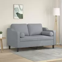 Dvivietė sofa su pagalvėlėmis, šviesiai pilka, 120cm, audinys