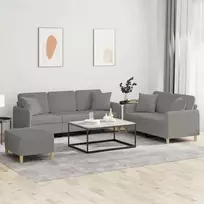 Sofa Sofos komplektas su pagalvėmis, 3 dalių, taupe, audinys