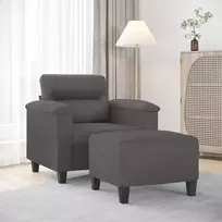 Sofa Krėslas su pakoja, pilkos spalvos, 60cm, dirbtinė oda